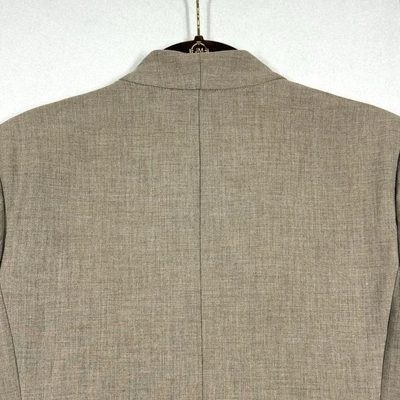 Babaton Power Blazer Womens 4 Neutral Taupe Brown Open 3/4 Ruched Sleeve Career - Picture 9 of 15
